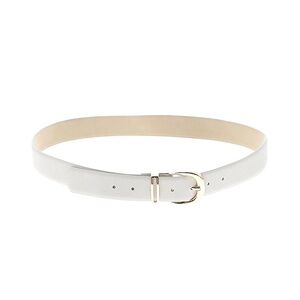 Nine West White Faux Leather Belt Gold Buckle Size Large Women’s Classic